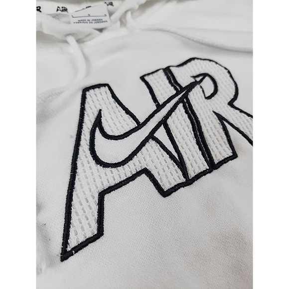 Nike Air‎ Hoodie Mens L  White Embroidered Logo Swoosh Mesh Embroidered Jordan - Picture 3 of 9
